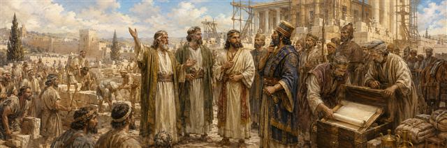 Haggai and Zechariah encourage Jerusalem's builders as Persian officials verify the project through royal archives